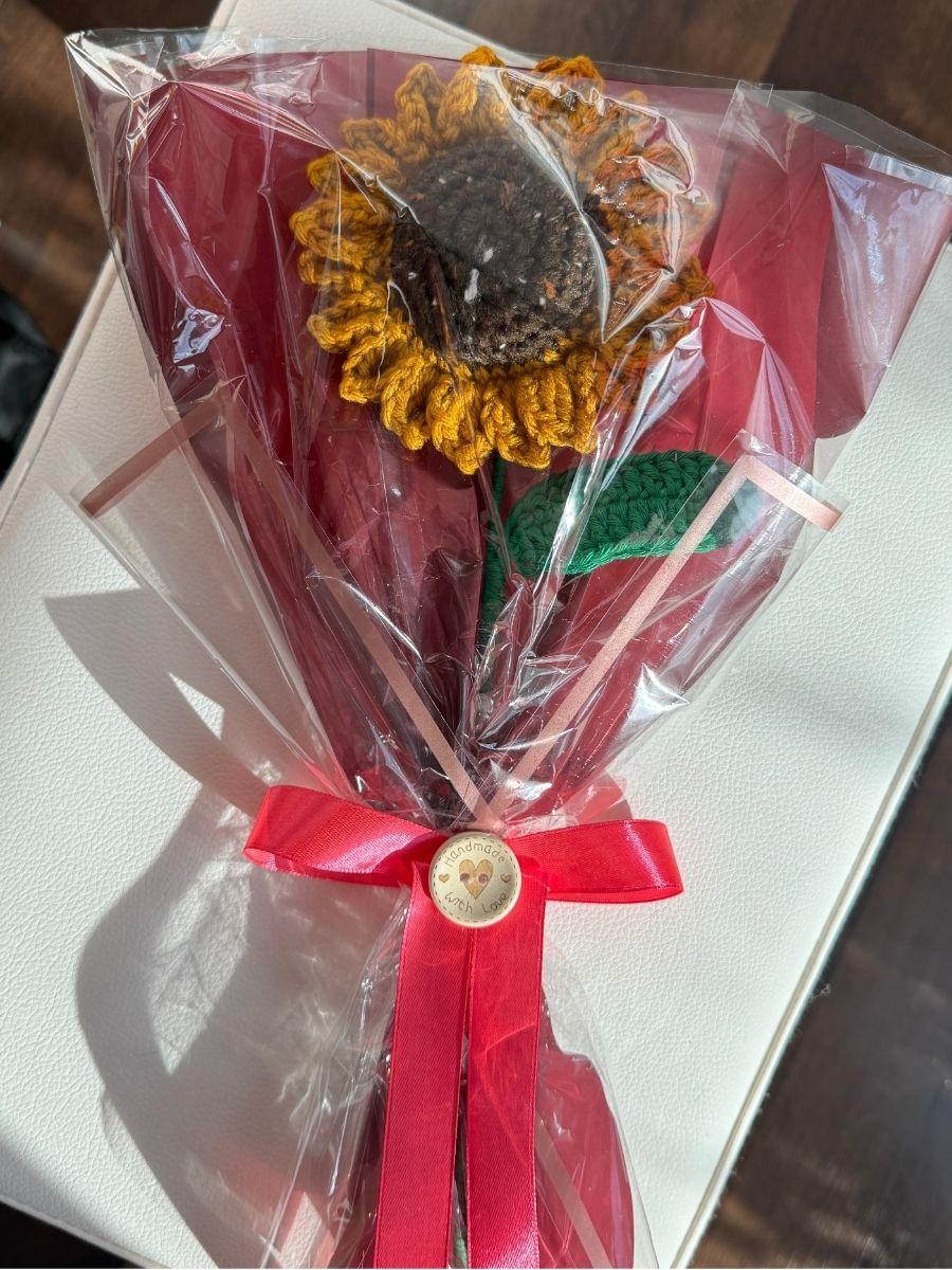 Crochet Sunflower – Single Stem Bouquet