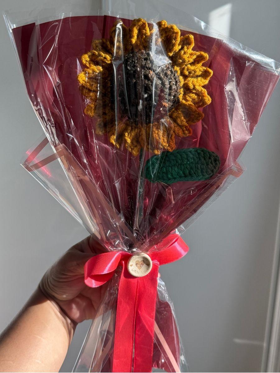 Crochet Sunflower – Single Stem Bouquet