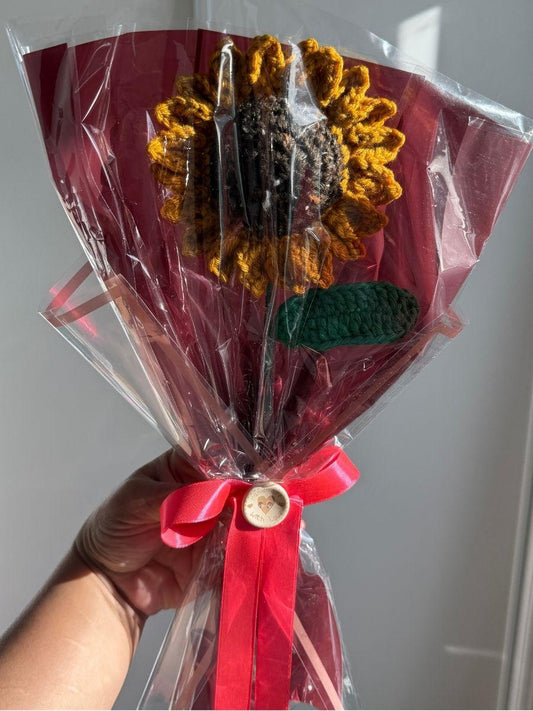 Crochet Sunflower – Single Stem Bouquet