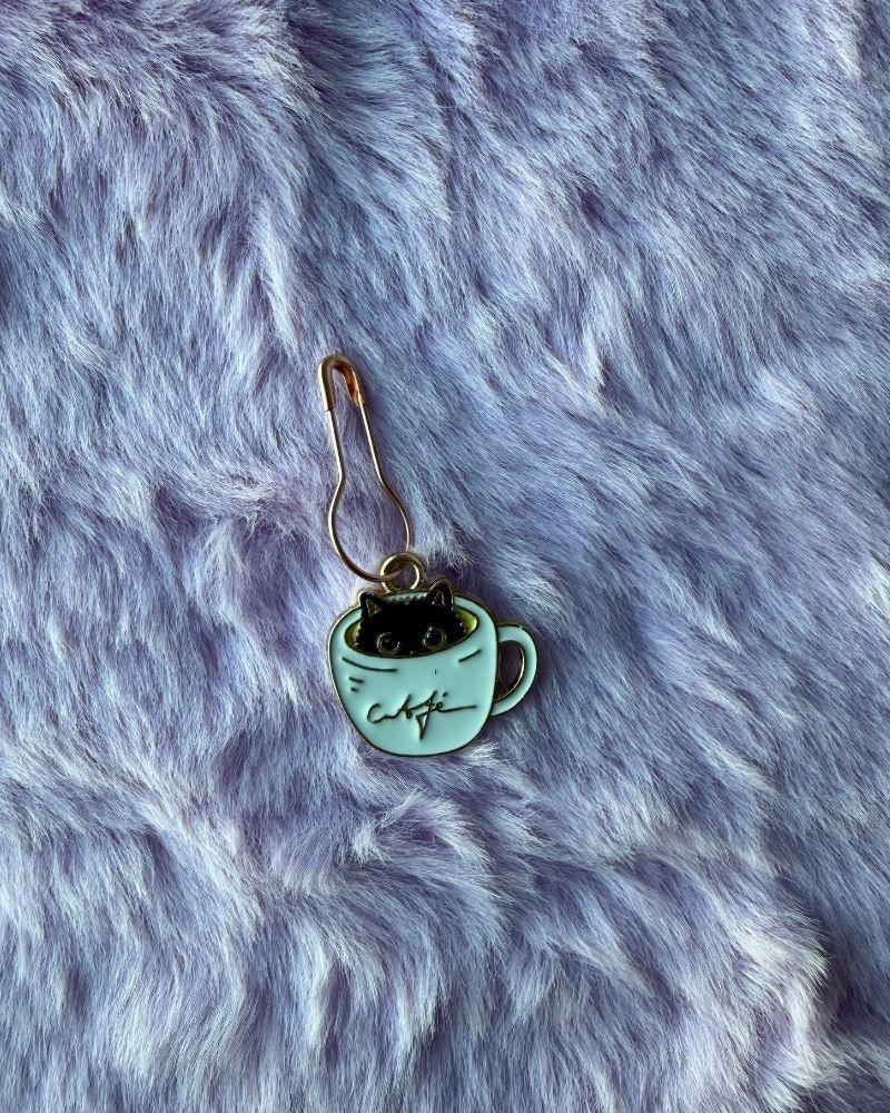 Cute Kitty Cafe Latte Stitch Markers for Crochet & Knitting