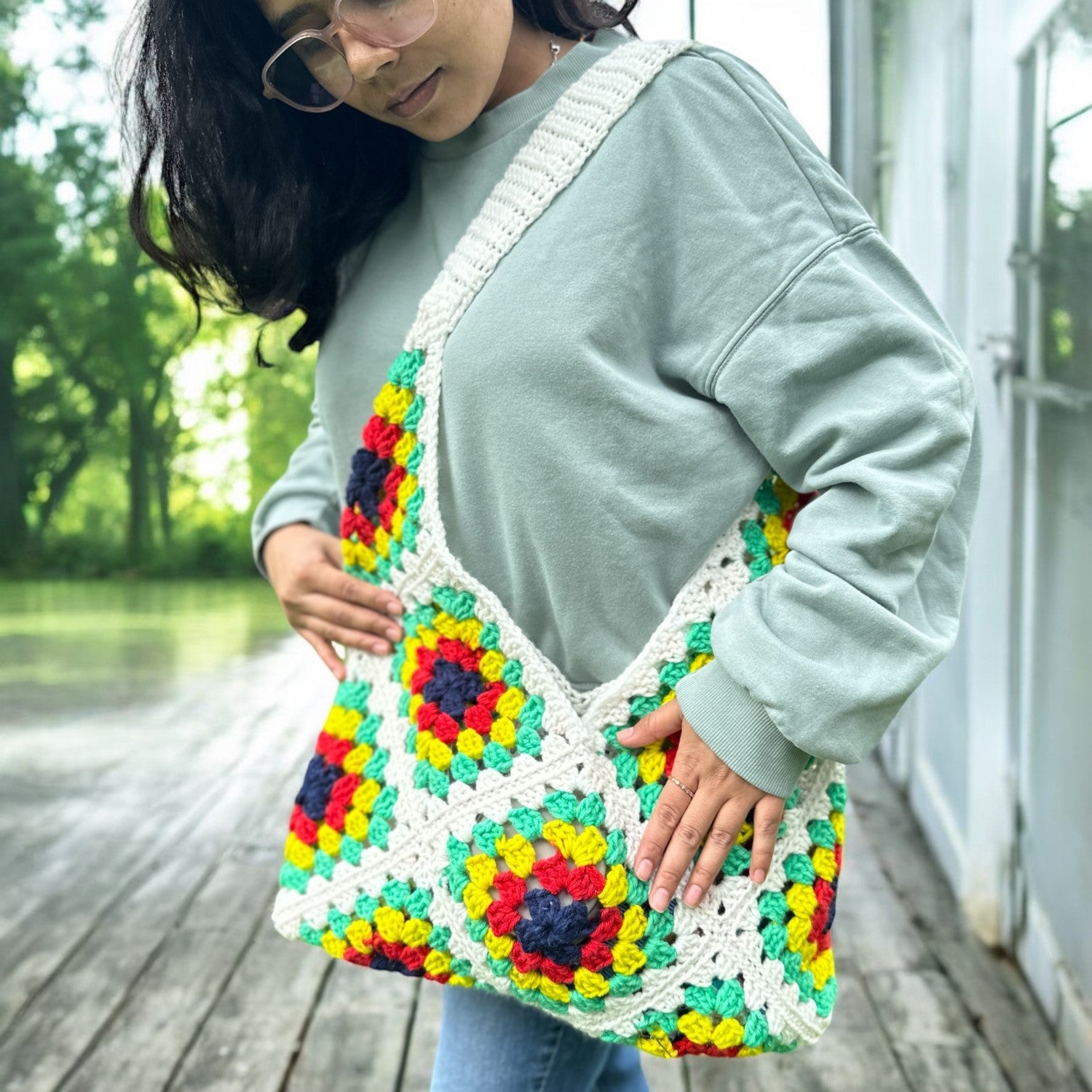 Boho outlet Granny Square Shoulder Bag