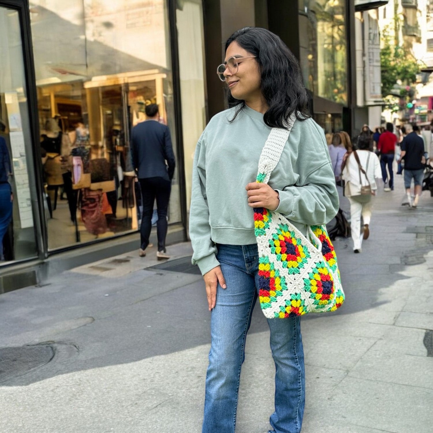 Boho outlet Granny Square Shoulder Bag