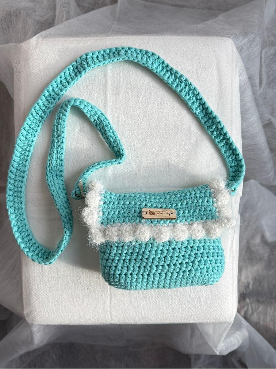 Handmade Bernat Maker Sling Bag – With Fluffy Wavy Border