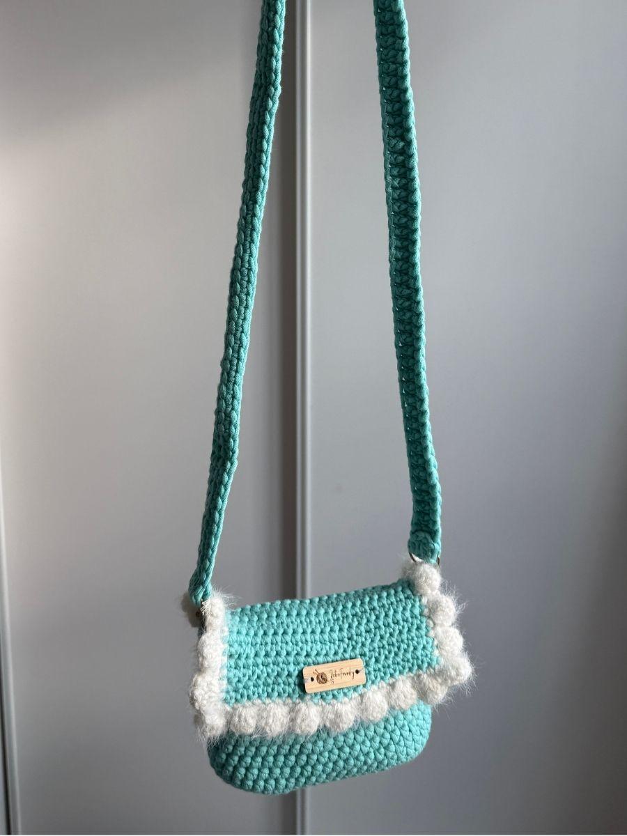 Handmade Bernat Maker Sling Bag – With Fluffy Wavy Border